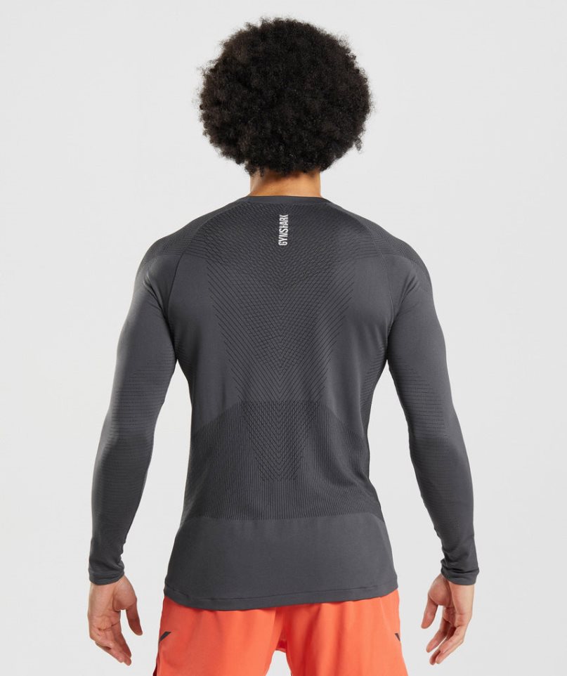 Men's Gymshark Apex Seamless Long Sleeve T-Shirts Dark Grey | CA 017NA8